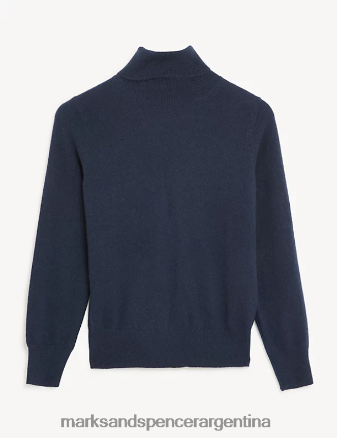 Marks & Spencer mujer jersey de pura cachemira con cuello vuelto ropa azul marino medio 46VL3424