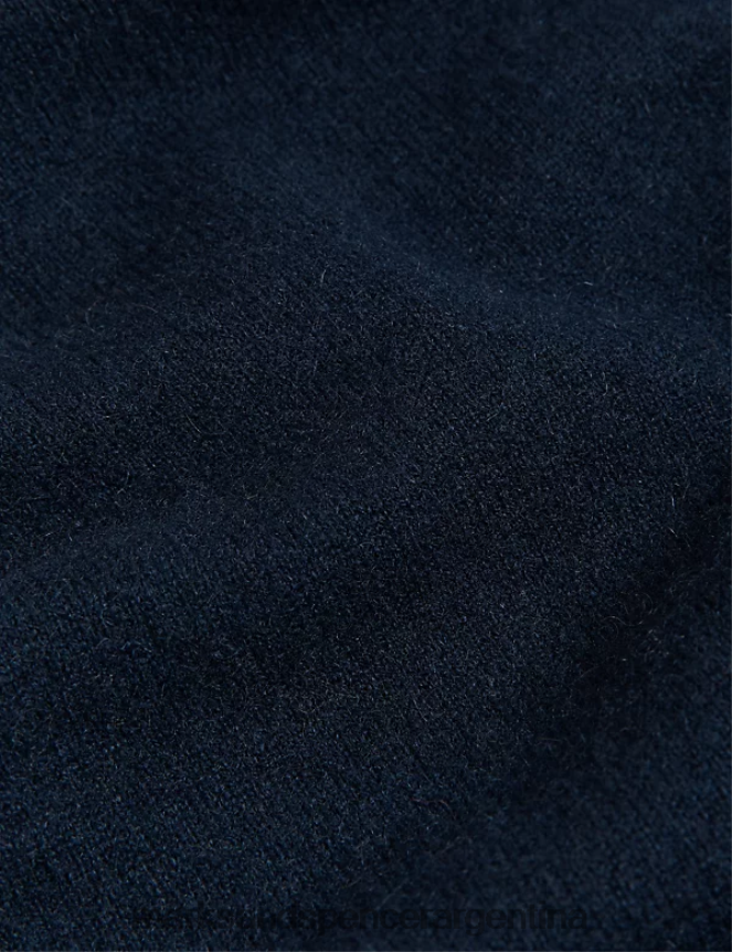 Marks & Spencer mujer jersey de pura cachemira con cuello vuelto ropa azul marino medio 46VL3424