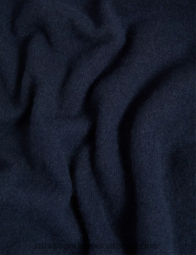 Marks & Spencer mujer jersey de pura cachemira con cuello vuelto ropa azul marino medio 46VL3424