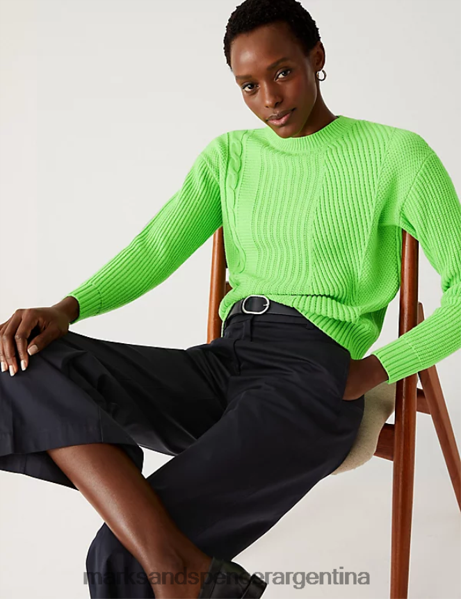 Marks & Spencer mujer jersey texturizado con cuello redondo y rico en algodón ropa cal 46VL1868