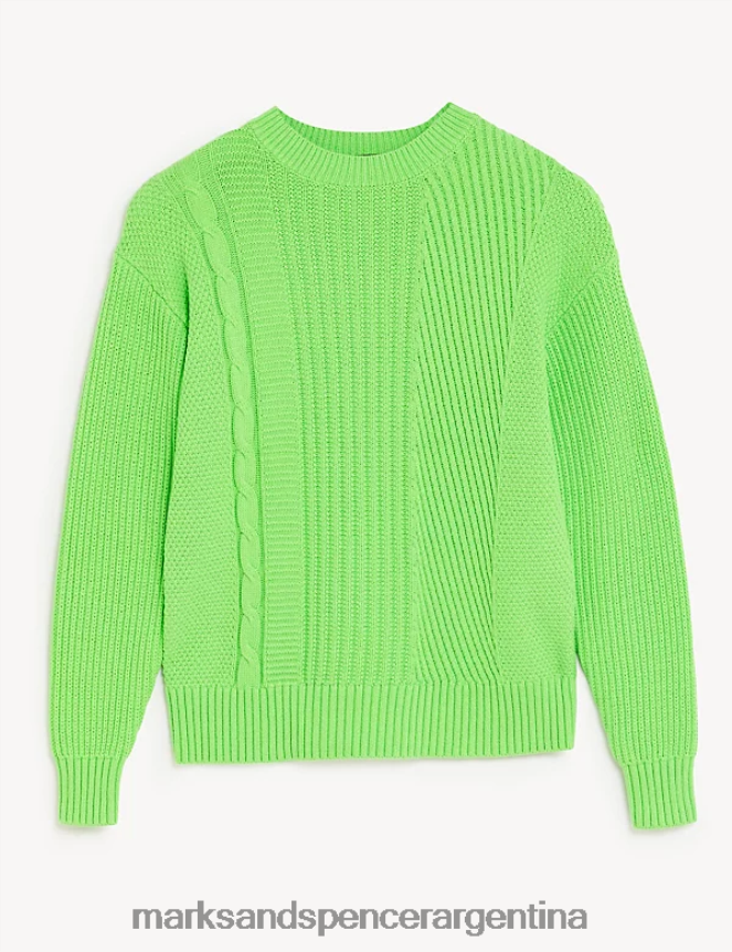 Marks & Spencer mujer jersey texturizado con cuello redondo y rico en algodón ropa cal 46VL1868
