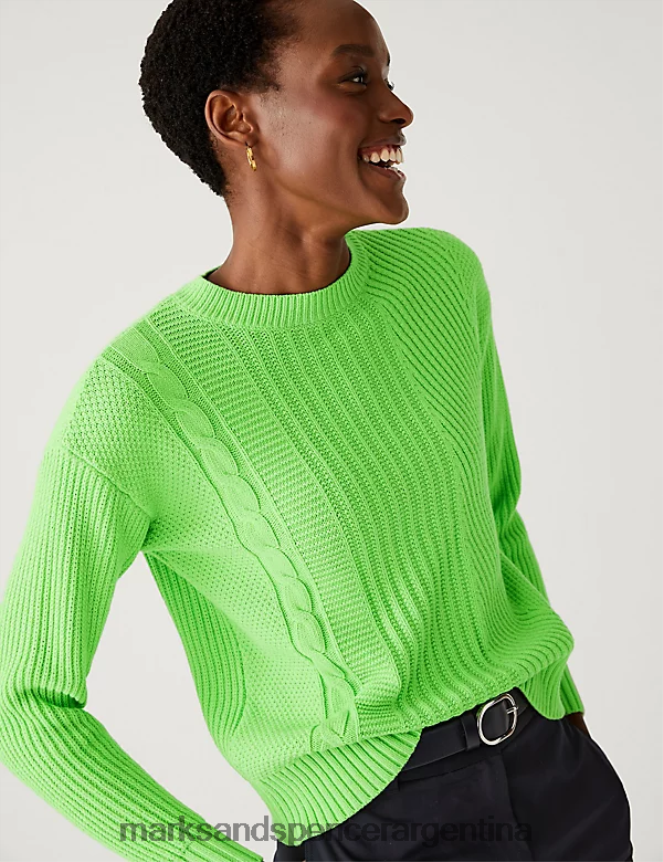 Marks & Spencer mujer jersey texturizado con cuello redondo y rico en algodón ropa cal 46VL1868