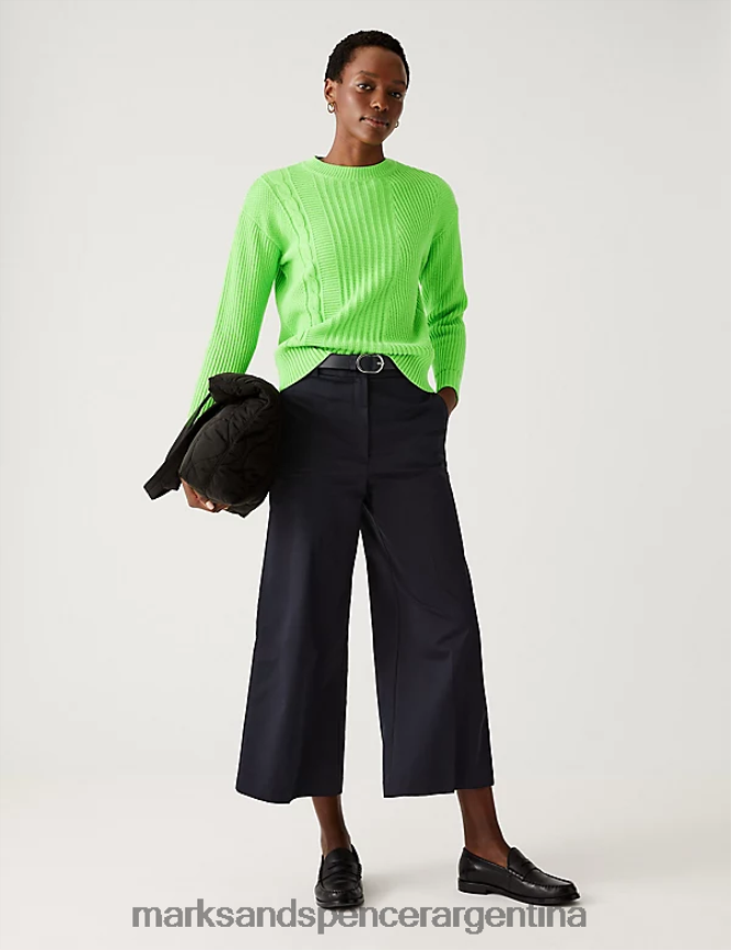Marks & Spencer mujer jersey texturizado con cuello redondo y rico en algodón ropa cal 46VL1868