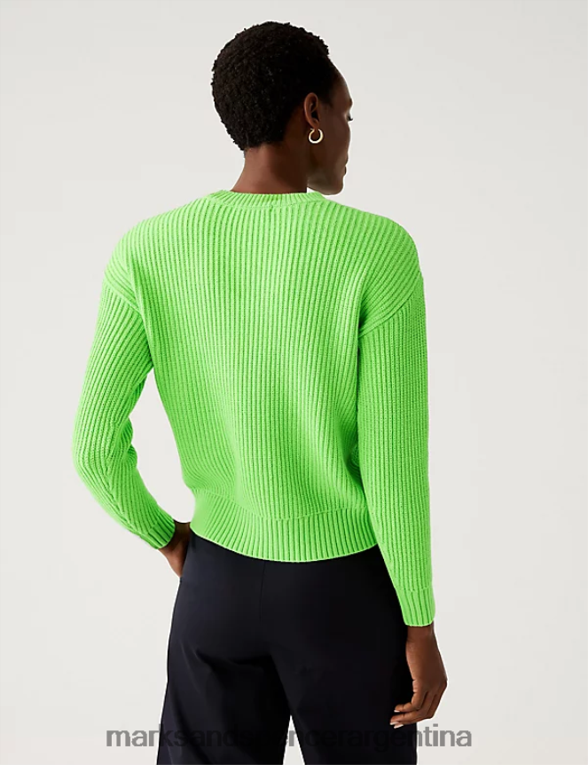 Marks & Spencer mujer jersey texturizado con cuello redondo y rico en algodón ropa cal 46VL1868