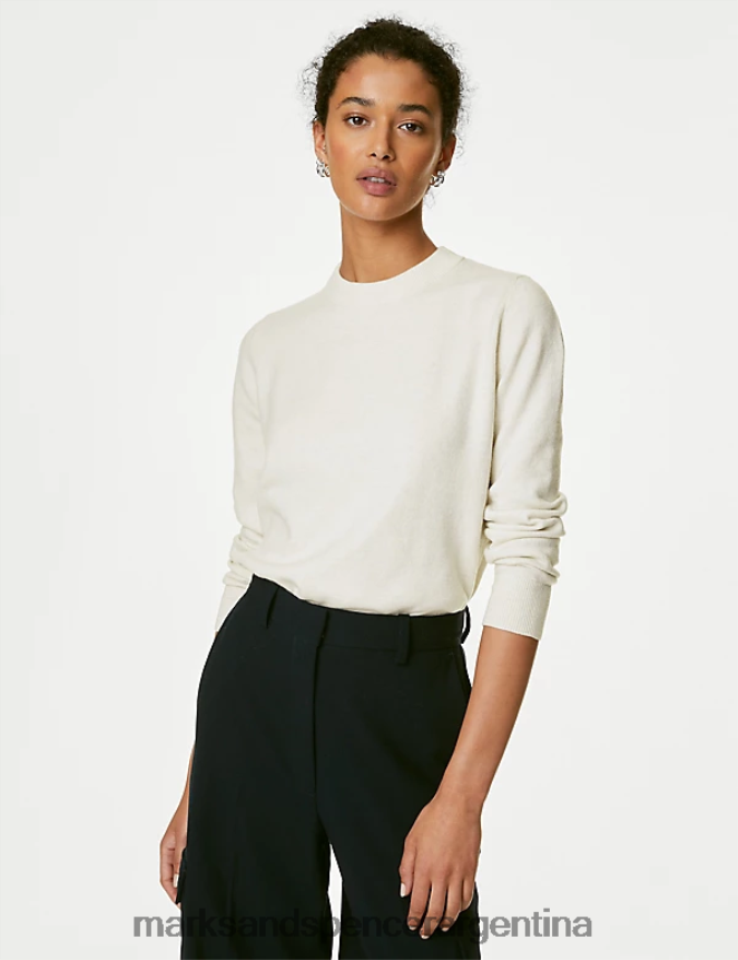 Marks & Spencer mujer suéter con cuello redondo en mezcla reciclada ropa luz natural 46VL498