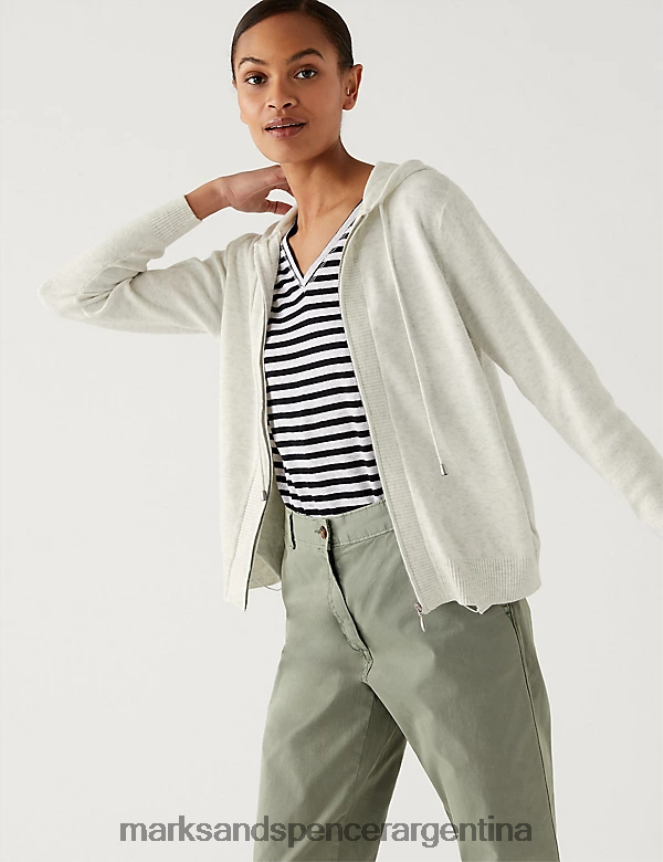 Marks & Spencer mujer sudadera con capucha holgada con cremallera y textura suave al tacto ropa gris claro 46VL1392