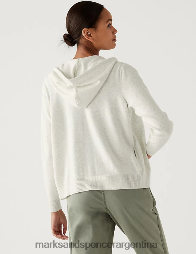 Marks & Spencer mujer sudadera con capucha holgada con cremallera y textura suave al tacto ropa gris claro 46VL1392