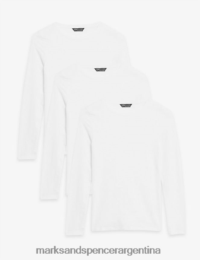 Marks & Spencer mujer Pack de 3 tops ajustados con rico algodón ropa blanco 46VL2642