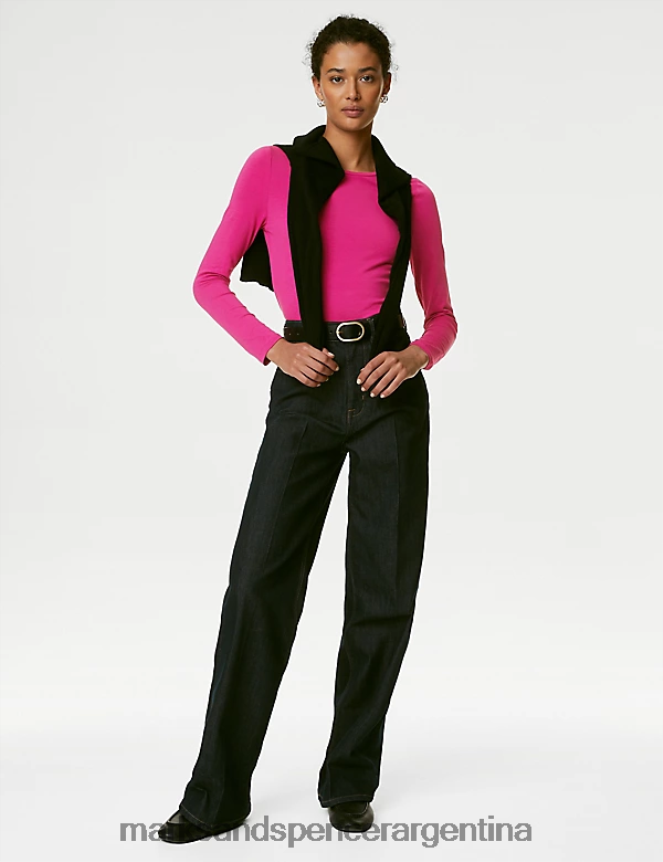 Marks & Spencer mujer Paquete de 2 tops ricos en algodón ropa mezcla rosa 46VL84