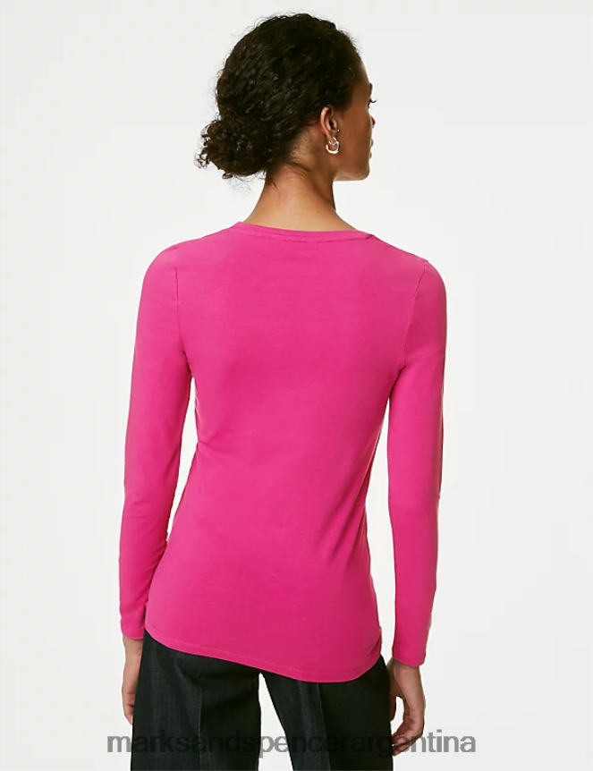 Marks & Spencer mujer Paquete de 2 tops ricos en algodón ropa mezcla rosa 46VL84