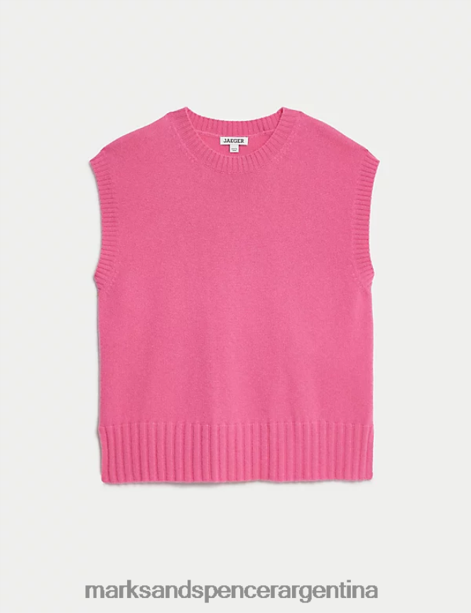 Marks & Spencer mujer chaleco de punto con cuello redondo y pura cachemira ropa rosa 46VL1120