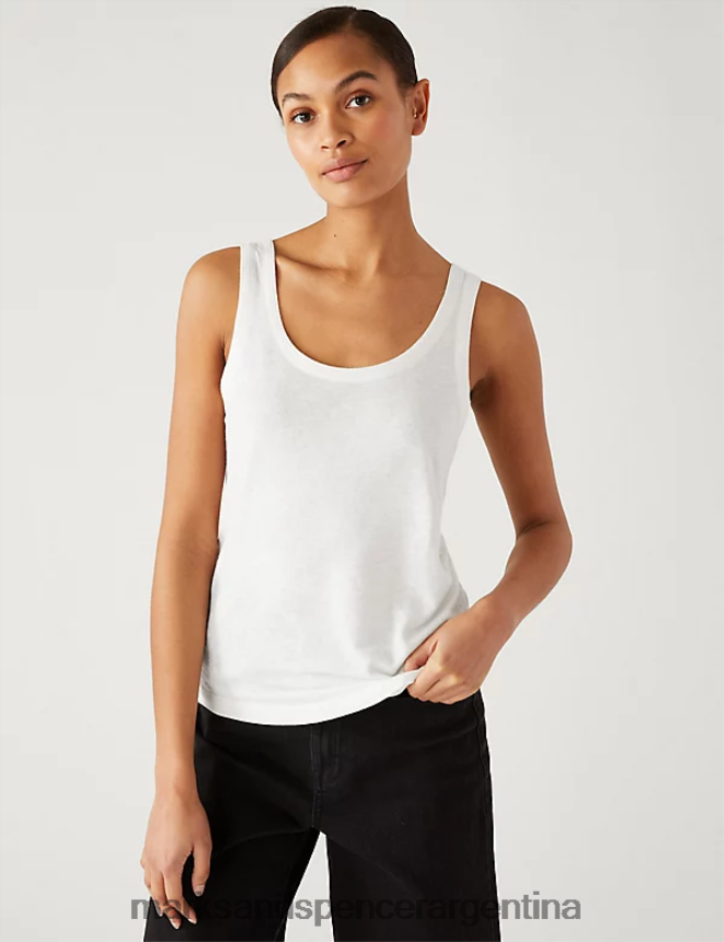 Marks & Spencer mujer chaleco rico en lino ropa blanco 46VL3380