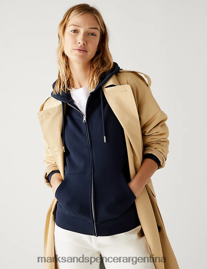 Marks & Spencer mujer sudadera con capucha y cierre de algodón puro ropa Armada 46VL2338