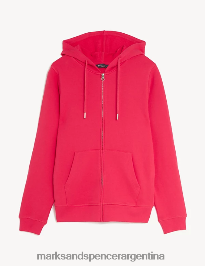 Marks & Spencer mujer sudadera con capucha y cierre de algodón puro ropa rojo brillante 46VL2714