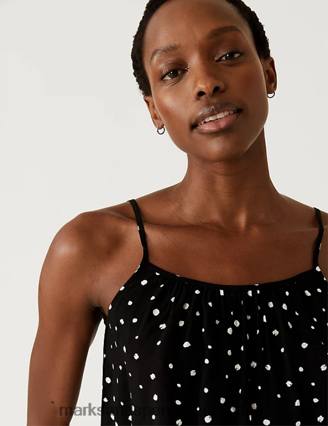 Marks & Spencer mujer top camisero estampado ropa mezcla negra 46VL3492