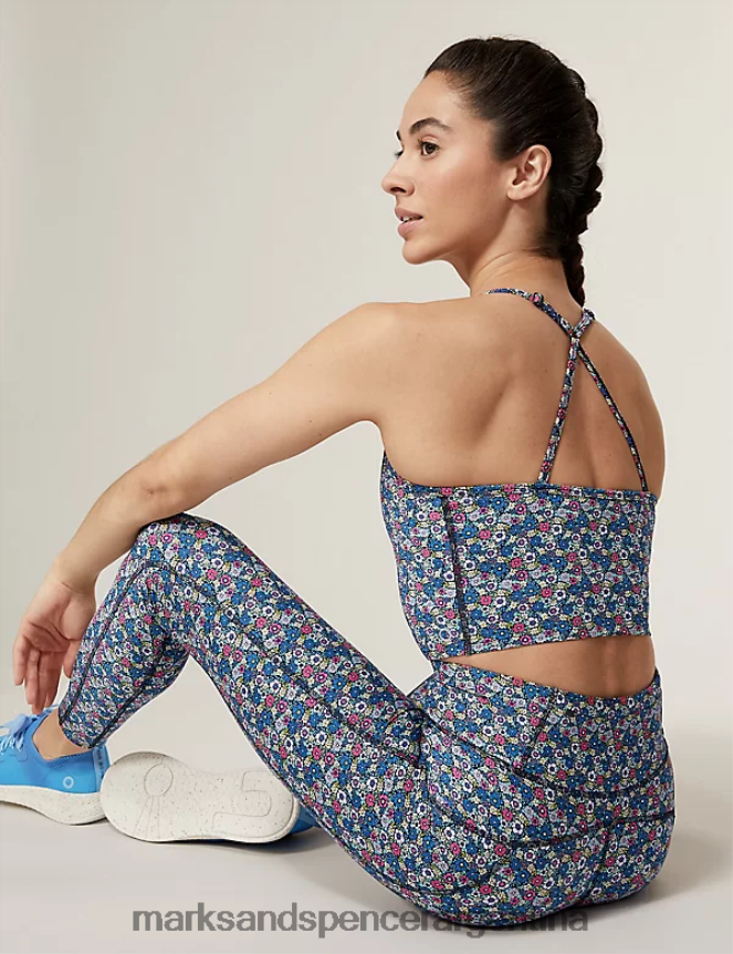 Marks & Spencer mujer top corto estampado con tiras y espalda cruzada ropa multi/brillantes 46VL3172