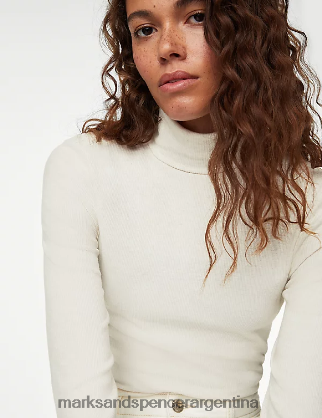 Marks & Spencer mujer top de canalé en mezcla de algodón ropa natural 46VL1956