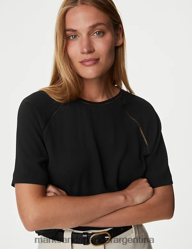 Marks & Spencer mujer top de manga corta ropa negro 46VL156