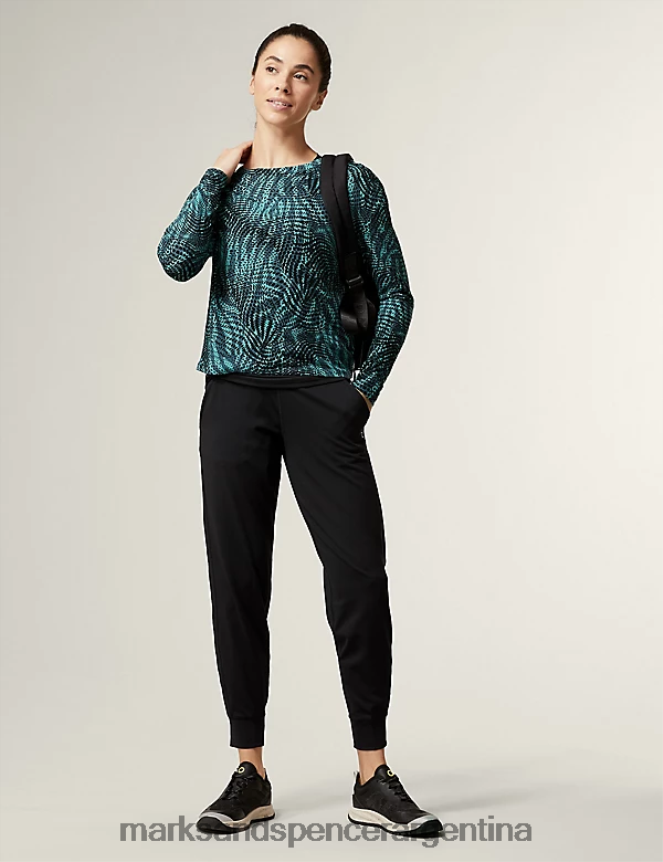 Marks & Spencer mujer top de manga larga 2 en 1 con cuello redondo ropa turquesa oscuro 46VL3220