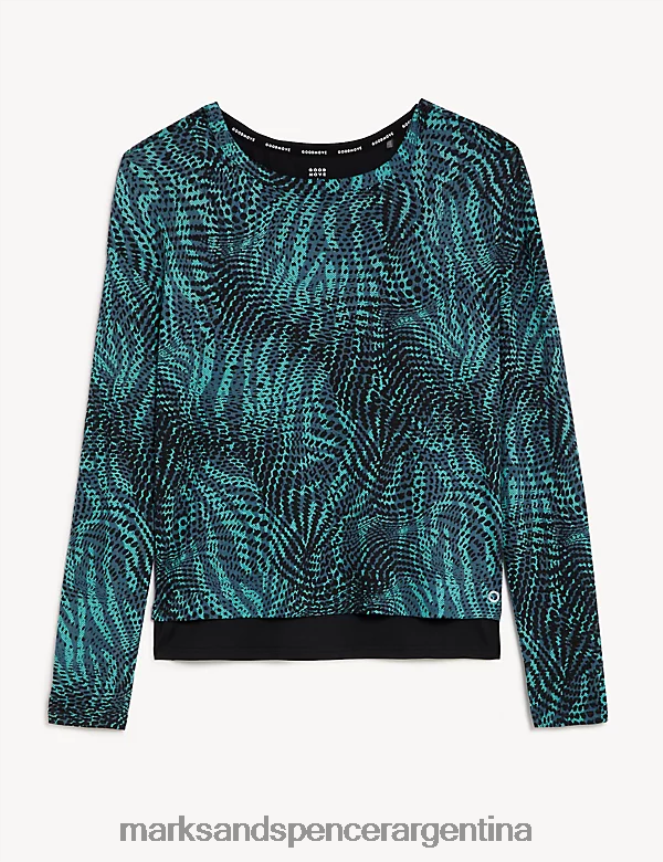 Marks & Spencer mujer top de manga larga 2 en 1 con cuello redondo ropa turquesa oscuro 46VL3220