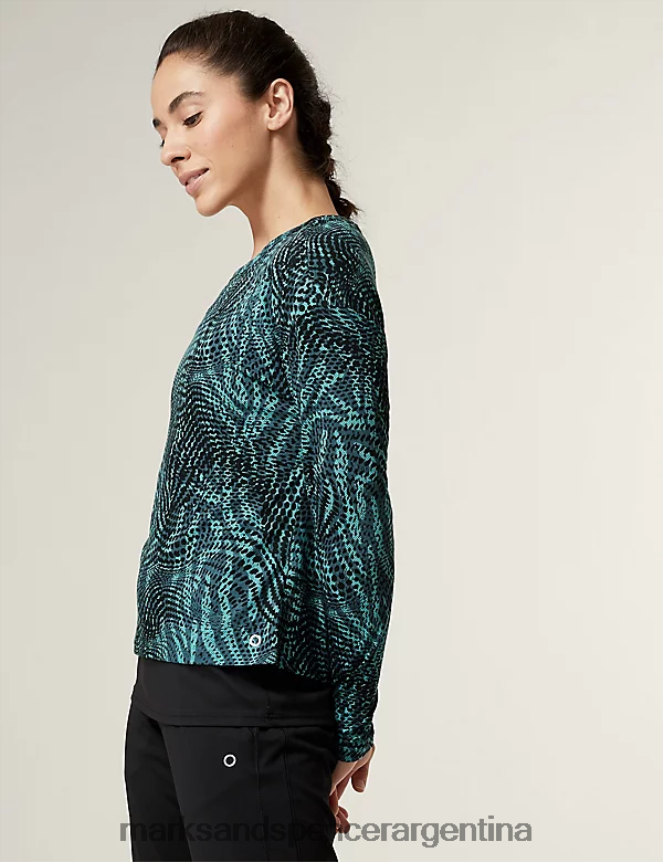 Marks & Spencer mujer top de manga larga 2 en 1 con cuello redondo ropa turquesa oscuro 46VL3220