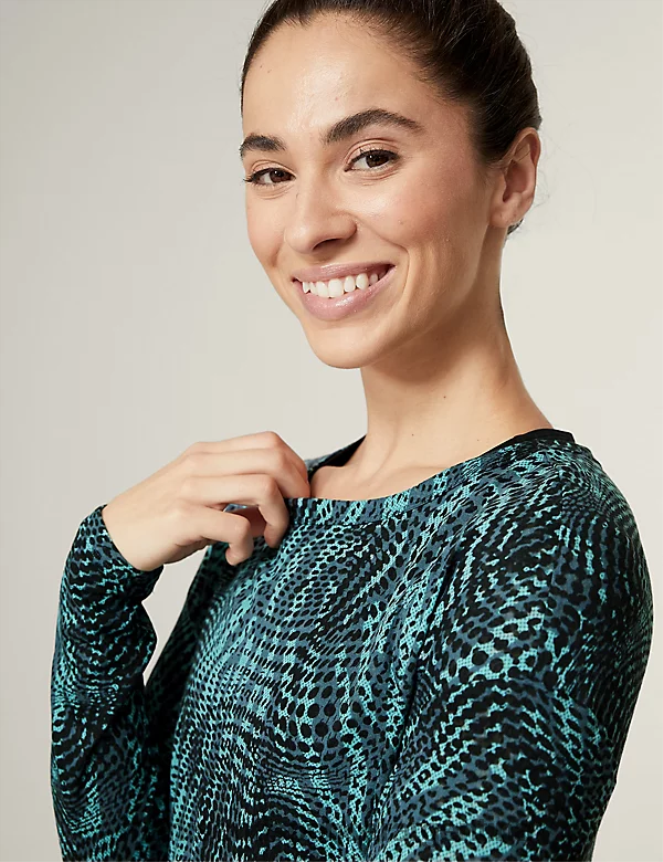 Marks & Spencer mujer top de manga larga 2 en 1 con cuello redondo ropa turquesa oscuro 46VL3220