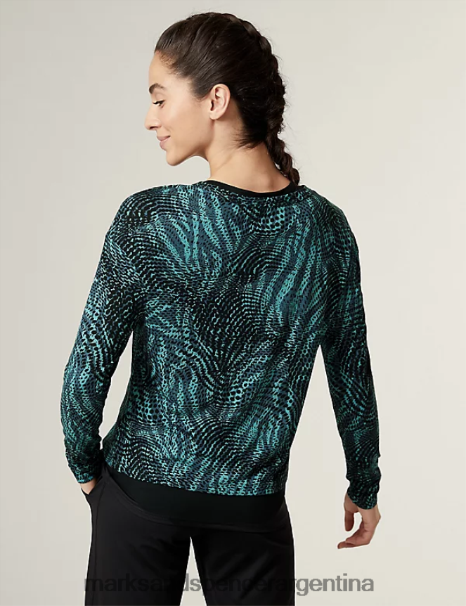 Marks & Spencer mujer top de manga larga 2 en 1 con cuello redondo ropa turquesa oscuro 46VL3220