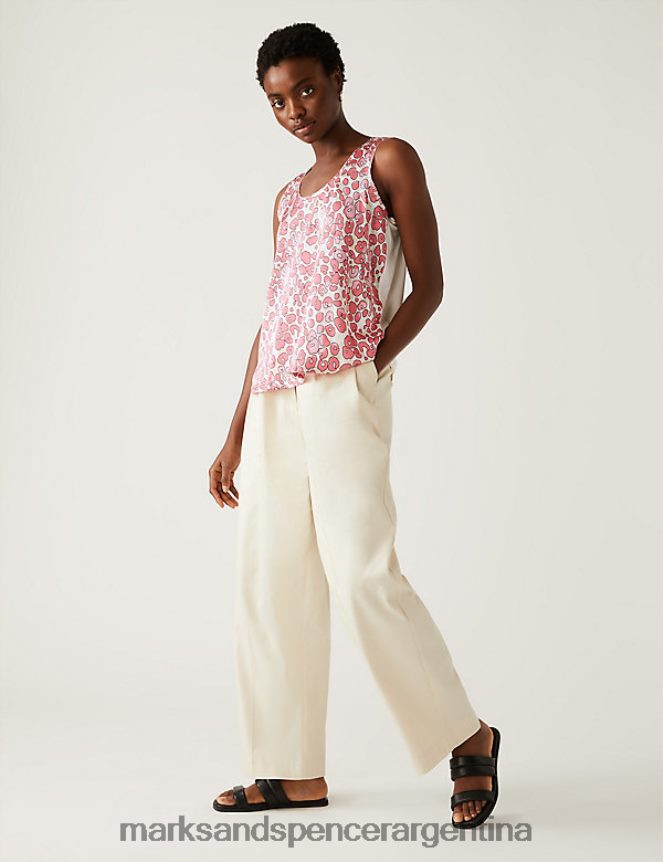 Marks & Spencer mujer top de tirantes estampado y corte estándar ropa mezcla rosa 46VL1368