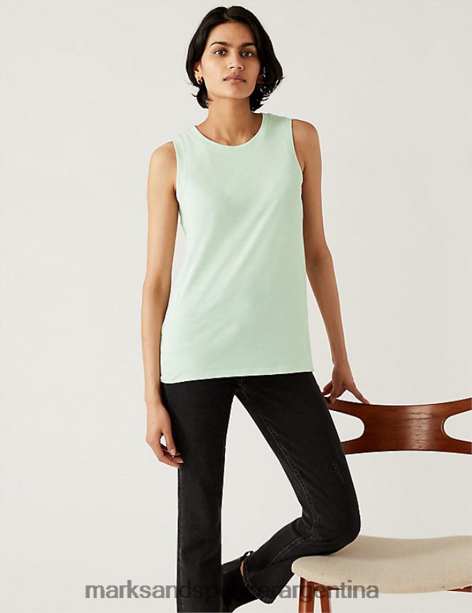 Marks & Spencer mujer top sin mangas relajado ropa menta ligera 46VL2472