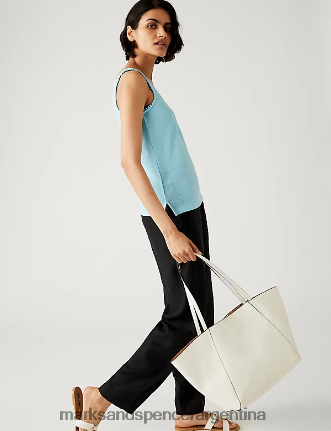 Marks & Spencer mujer top sin mangas texturizado ropa turquesa brillante 46VL2526