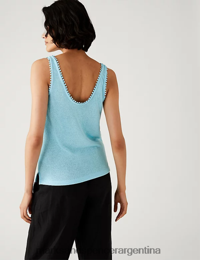 Marks & Spencer mujer top sin mangas texturizado ropa turquesa brillante 46VL2526