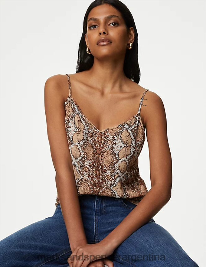 Marks & Spencer mujer top tipo camisola con estampado animal ropa mezcla de especias 46VL468