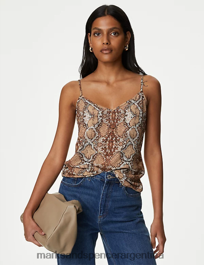 Marks & Spencer mujer top tipo camisola con estampado animal ropa mezcla de especias 46VL468