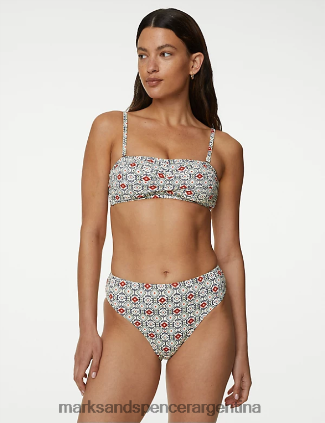 Marks & Spencer mujer top de bikini bandeau acolchado estampado ropa mezcla de marfil 46VL3386