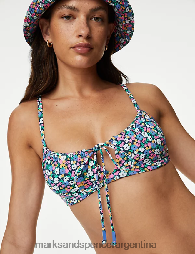 Marks & Spencer mujer top de bikini bandeau con relleno floral ropa multi/brillantes 46VL2358