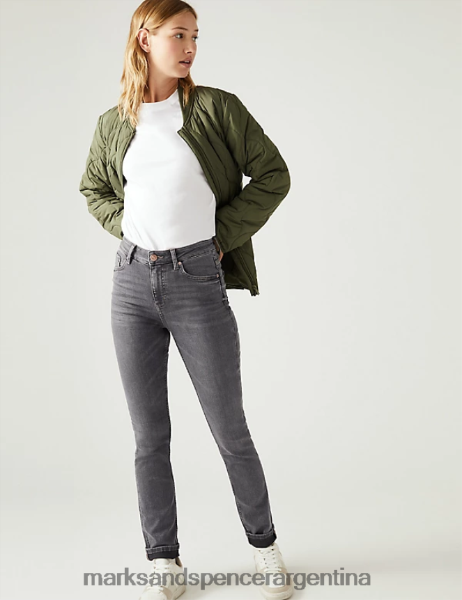 Marks & Spencer mujer Vaqueros Lily de corte slim y elásticos ropa gris 46VL2726