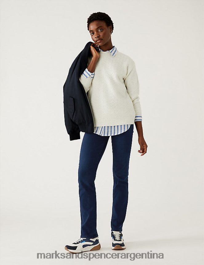 Marks & Spencer mujer Vaqueros Sienna de pernera recta y elásticos ropa azul negro 46VL2372