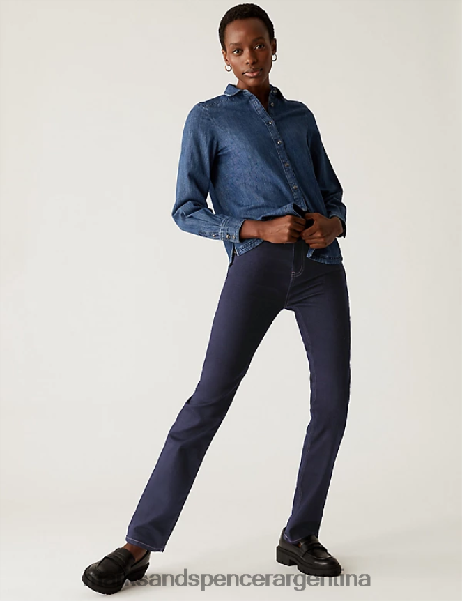 Marks & Spencer mujer Vaqueros Sienna de pernera recta y elásticos ropa mezcla de índigo 46VL2754