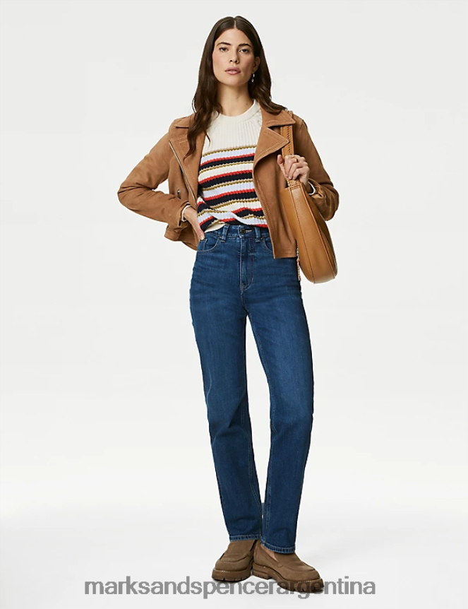Marks & Spencer mujer jeans de pernera recta y tiro medio ropa índigo medio 46VL380