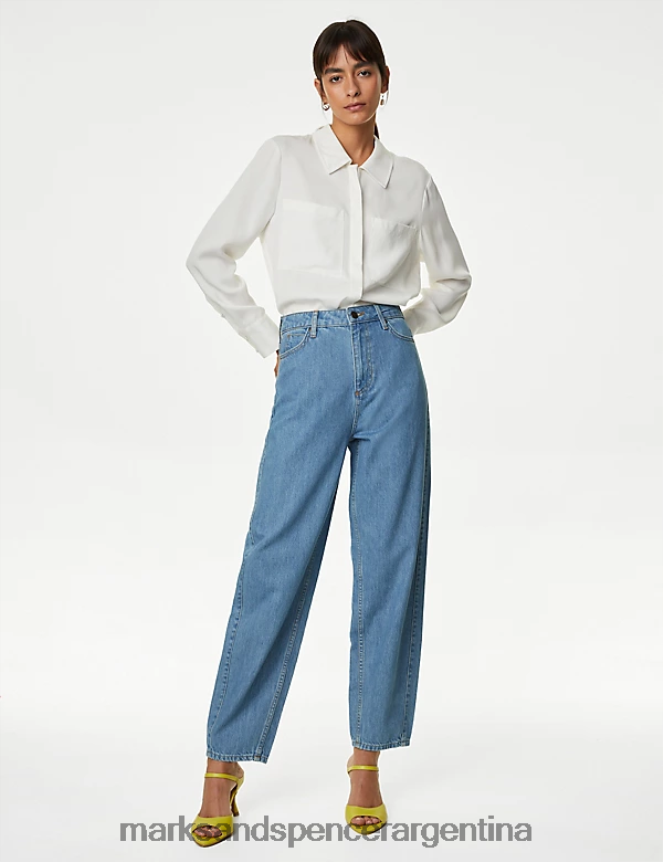 Marks & Spencer mujer jeans holgados con tiro alto y pernera recta ropa cambray 46VL990