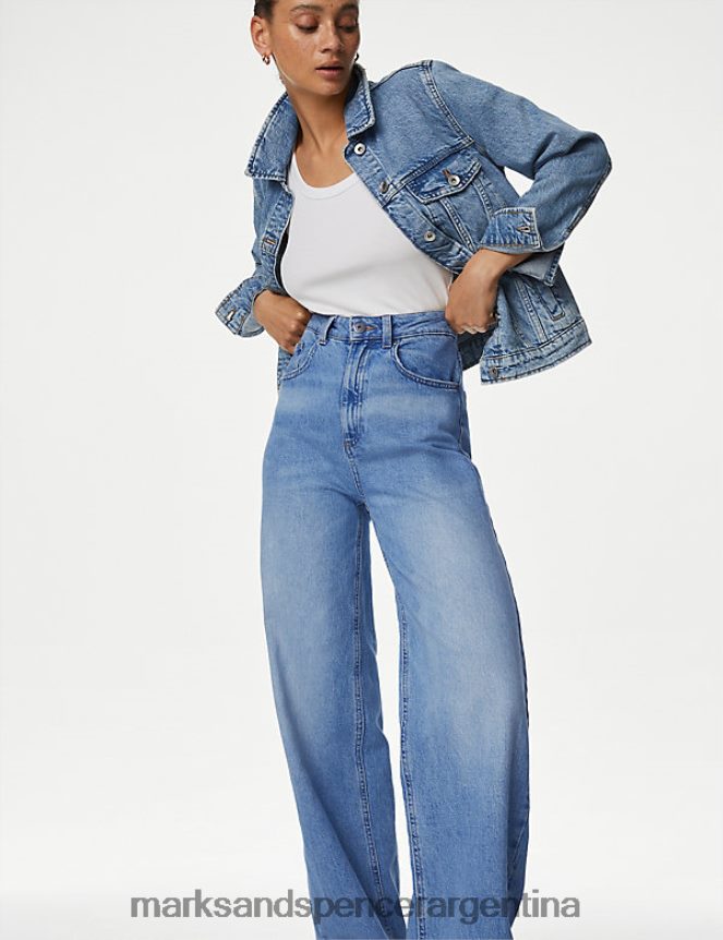 Marks & Spencer mujer los jeans anchos ropa mezclilla ligera 46VL3038