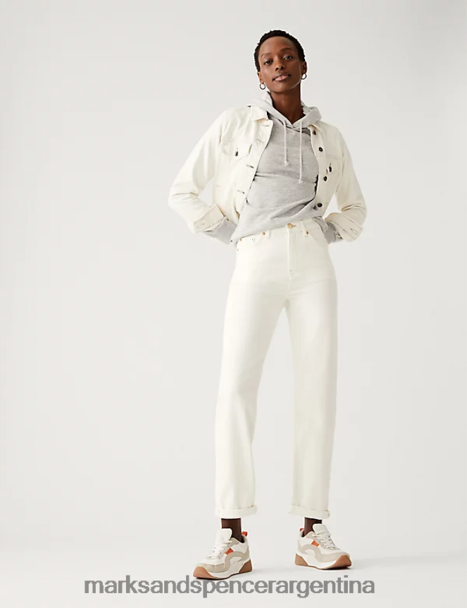 Marks & Spencer mujer vaqueros boyfriend tobilleros ropa crema ligera 46VL2632