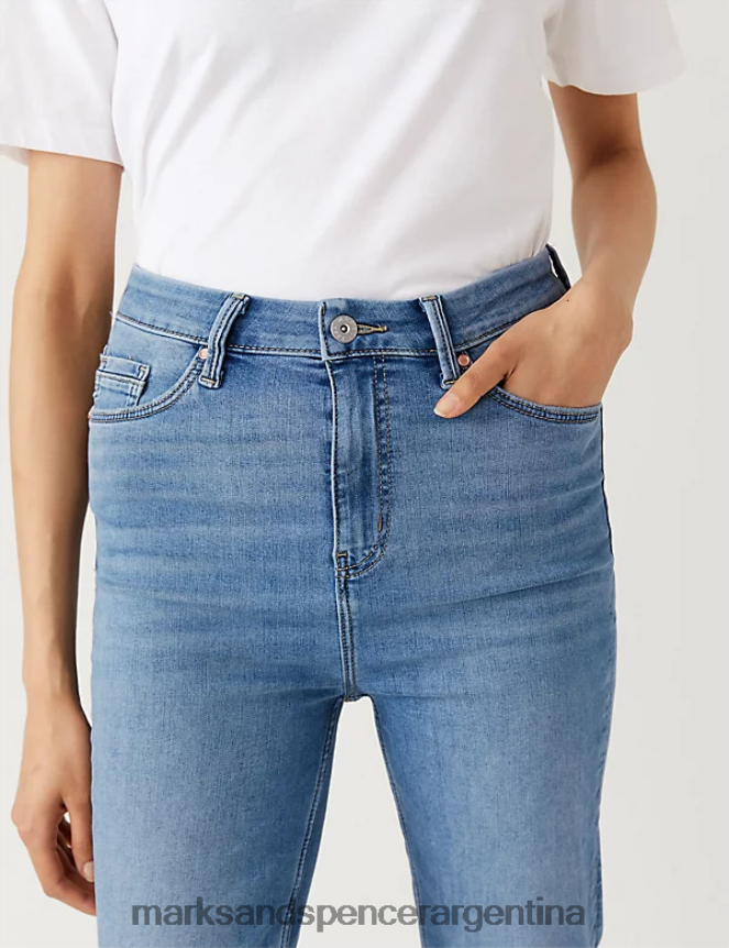 Marks & Spencer mujer vaqueros pitillo harper supersuaves ropa mezcla de índigo claro 46VL3088