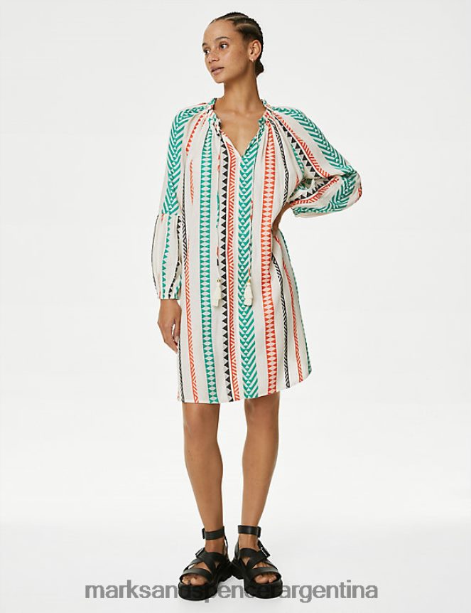 Marks & Spencer mujer Caftán playero a rayas rico en algodón ropa multi 46VL726
