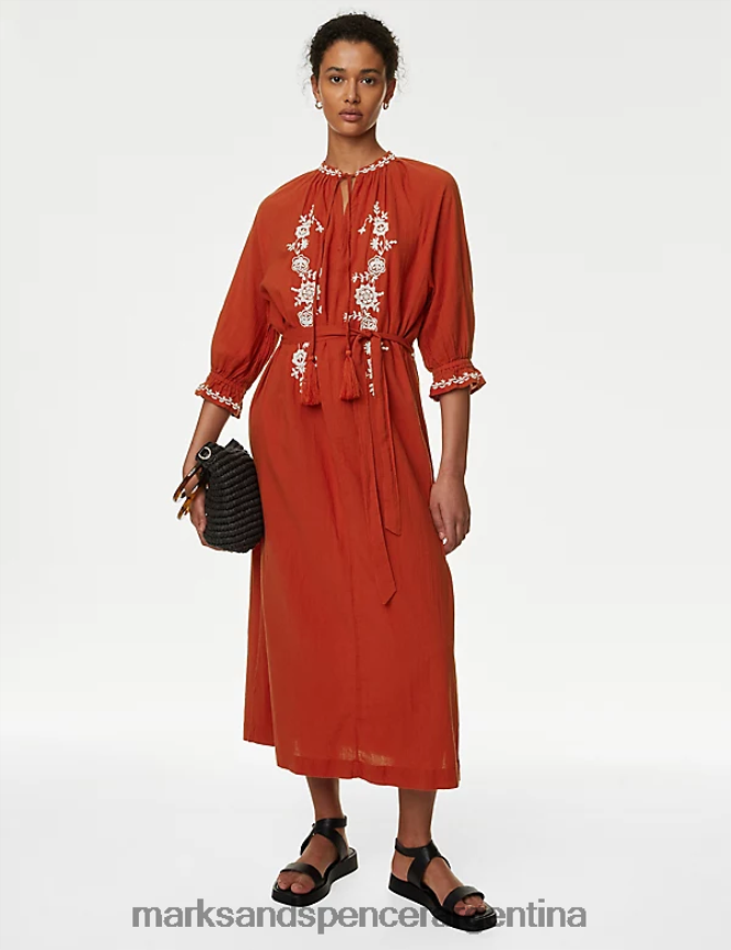 Marks & Spencer mujer Caftán playero de puro algodón ropa cobre 46VL1798