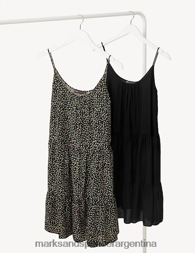 Marks & Spencer mujer Paquete de 2 vestidos de playa mini con vuelo ropa mezcla negra 46VL2948