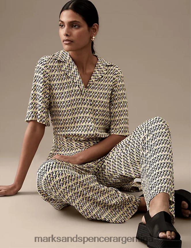 Marks & Spencer mujer mono estampado de manga corta con cinturón ropa multi 46VL2758