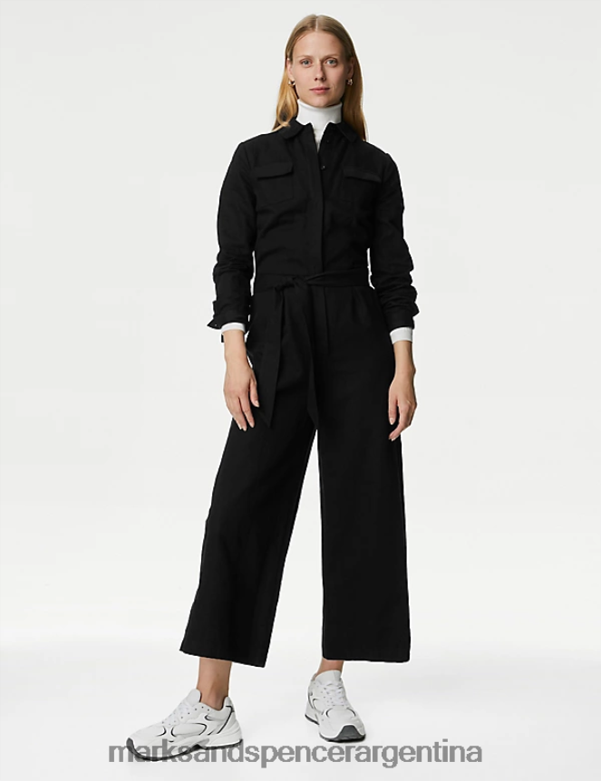 Marks & Spencer mujer mono utilitario de mezclilla ropa mezclilla negra 46VL2288
