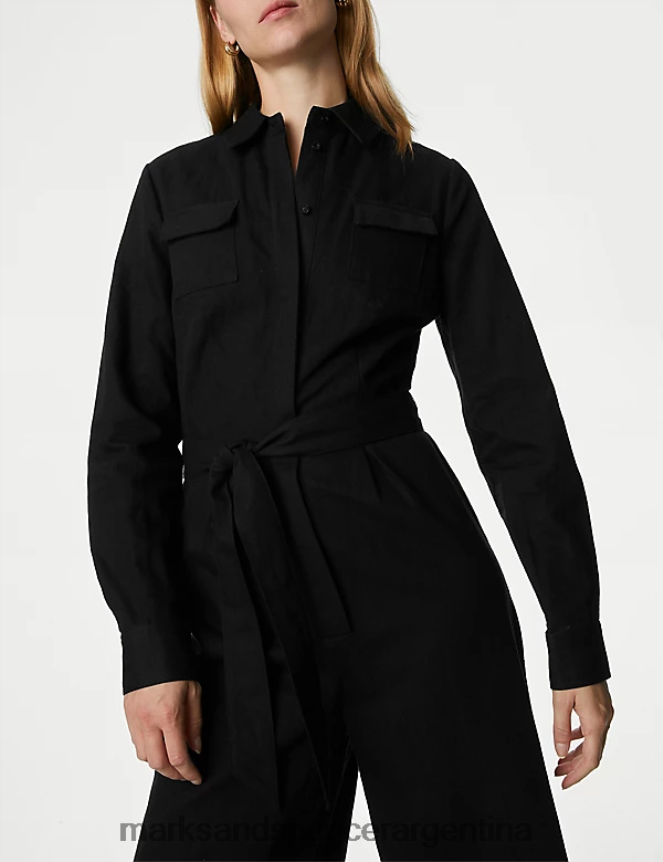 Marks & Spencer mujer mono utilitario de mezclilla ropa mezclilla negra 46VL2288