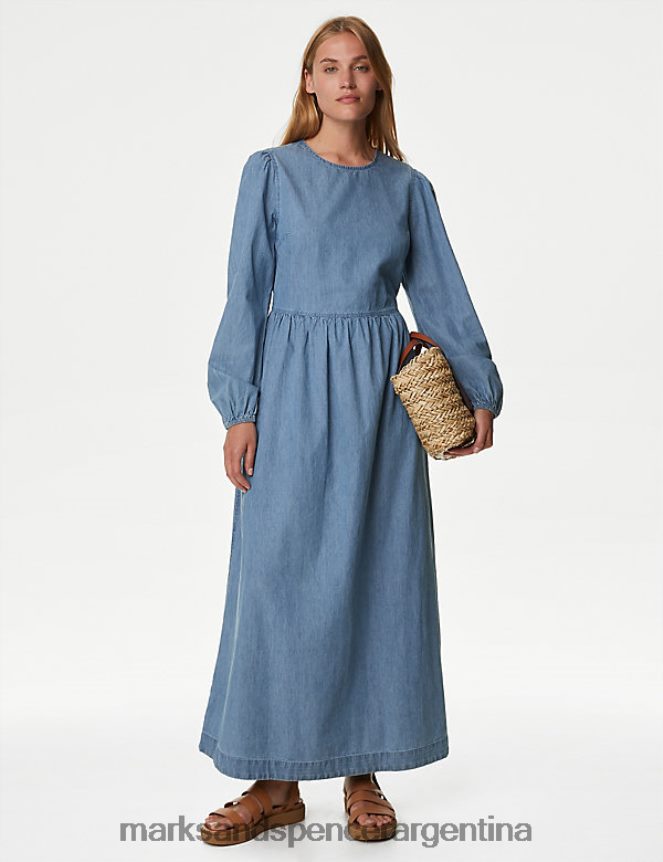 Marks & Spencer mujer vestido amplio de mezclilla con lazo en la cintura ropa mezclilla ligera 46VL1862